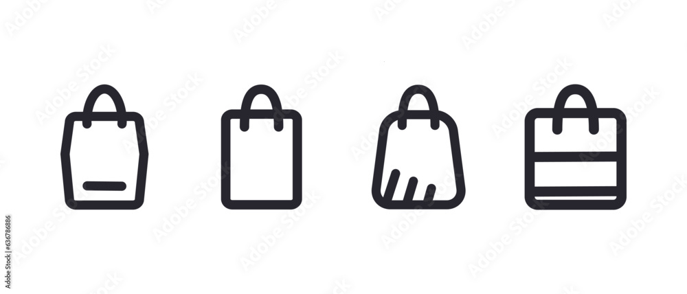 Set shopping Bag Icon. Fashion bag. Different variation. Ecommerce design elementVector template isolated on white background. Set shopping Bag Icon. Fashion bag. Different variation. Ecommerce design elementVector template isolated on white background.