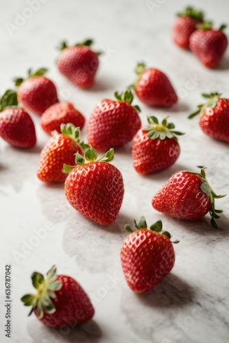strawberries on a white desk, isolated