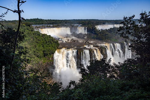 Iguazu Waterfalls  one of the new seven natural wonders of the world in all its beauty viewed from the Brazilian side - traveling South America 