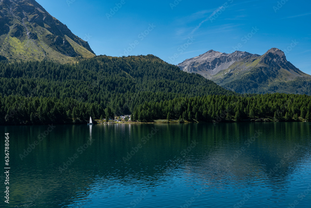 Landscape of Lake Silvaplana in Switzerland