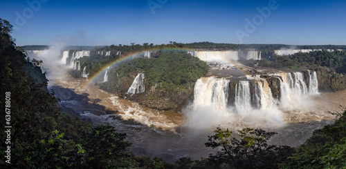 Iguazu Waterfalls  one of the new seven natural wonders of the world in all its beauty viewed from the Brazilian side - traveling South America 