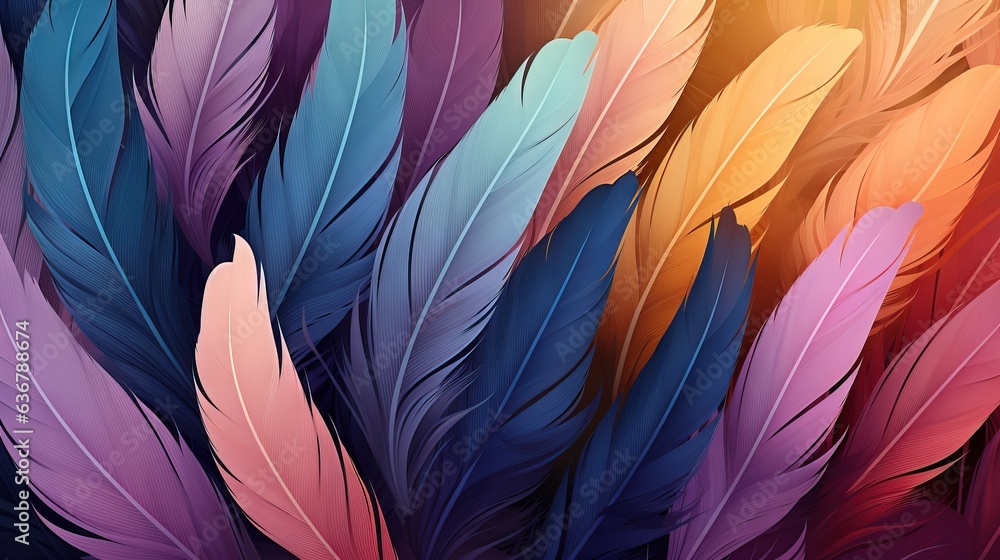 a bunch of colorful feathers that are in the air with the colors of the rainbow. generative ai a bunch of colorful feathers that are in the air with the colors of the rainbow. generative ai