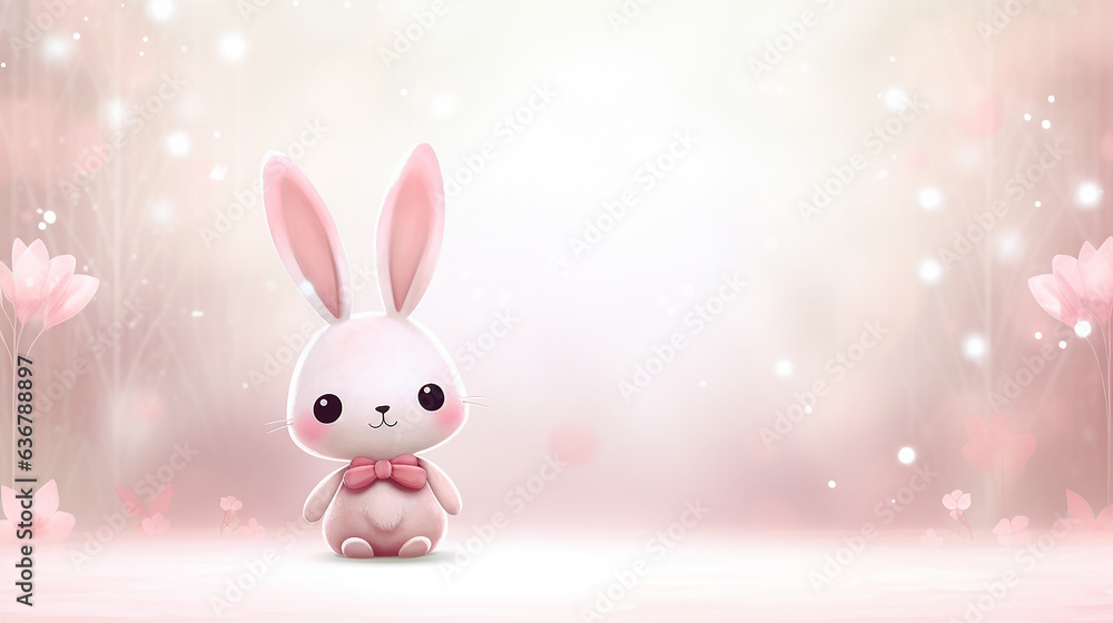 Obraz premium Enchanting Bunny in Whimsical Fantasy: Adorable AI-generated Illustration