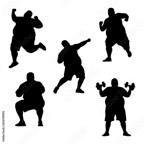 vector illustration. Silhouettes of overweight people. Big set of sports.