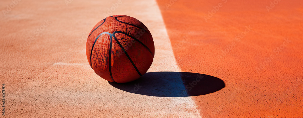 basketball on the basketball court (generative ai)