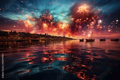Celestial Elegance: Painting the Night Sky with a Mesmerizing and Beautiful Firework Show © furyon