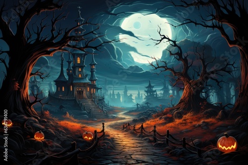 Mystical Tranquility in the Night: Setting the Scene with a Gorgeous Halloween Background Wallpaper