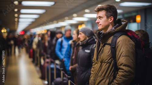 public travel concept people wait at airport or bus train station