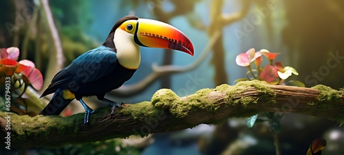 Toucan bird in the jungle, Wildlife scene from nature