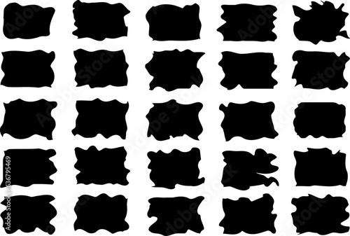 Drop shape vector set. Monochrome collection of organic abstract elements. Ink blot simple silhouette. Black and white minimal shapes on a transparent background