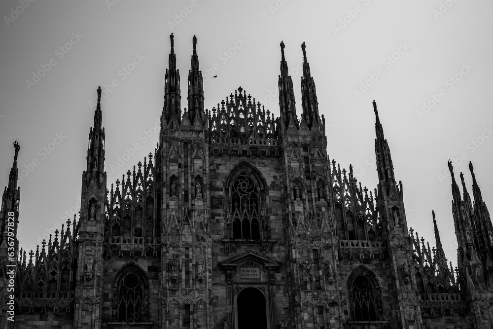 Milan Italy, Milano Duomo Cathedral with nobody skyline no place
