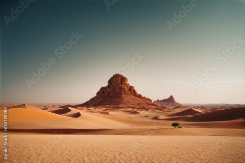 Lone Mountain Rising from the Desert Terrain