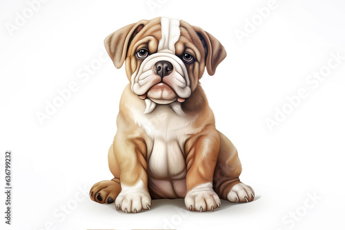 English bulldog puppy fat dog isolated on white background. 