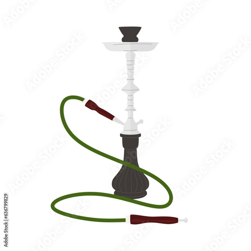Vector shisha, hookah in flat style. Hookah illustration isolated on white background. Smoking aroma shisha. Color flat vector illustration