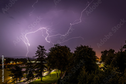 Burza oraz wyładowania nad Jelenią Górą.Polaka. photo