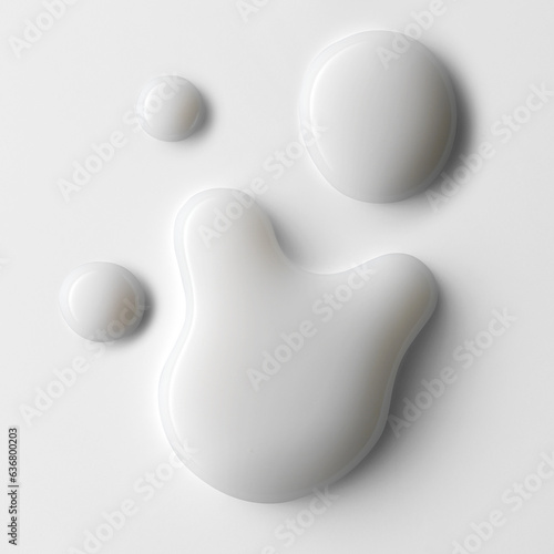 White nail polish composition, drops of texture isolated on white background. Cosmetic creme product texture photo