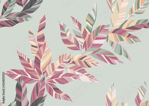 Abstract magnolia leafage repeat wallpaper design. Simple floral spring fashi...