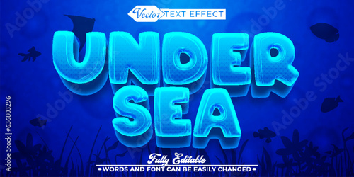 Cartoon Blue Under Sea Vector Editable Text Effect Template