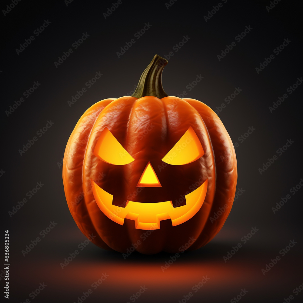 3d, Halloween - pumpkin, glow realistic, symbol of Halloween holiday celebration, black background. 3d, Halloween - pumpkin, glow realistic, symbol of Halloween holiday celebration, black background.