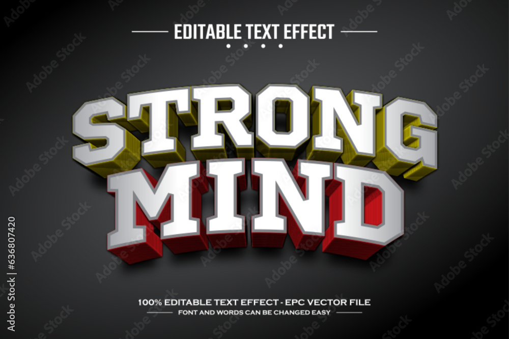 Obraz premium Strong mind 3D editable text effect template