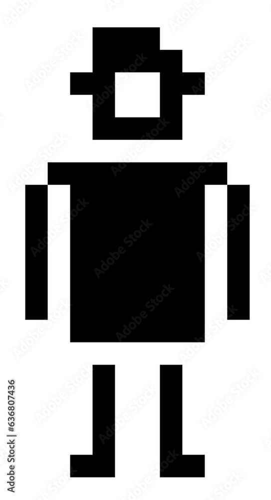 Pixelated person. Simple icon. Flat design. Isolated Symbol. Transparent background.