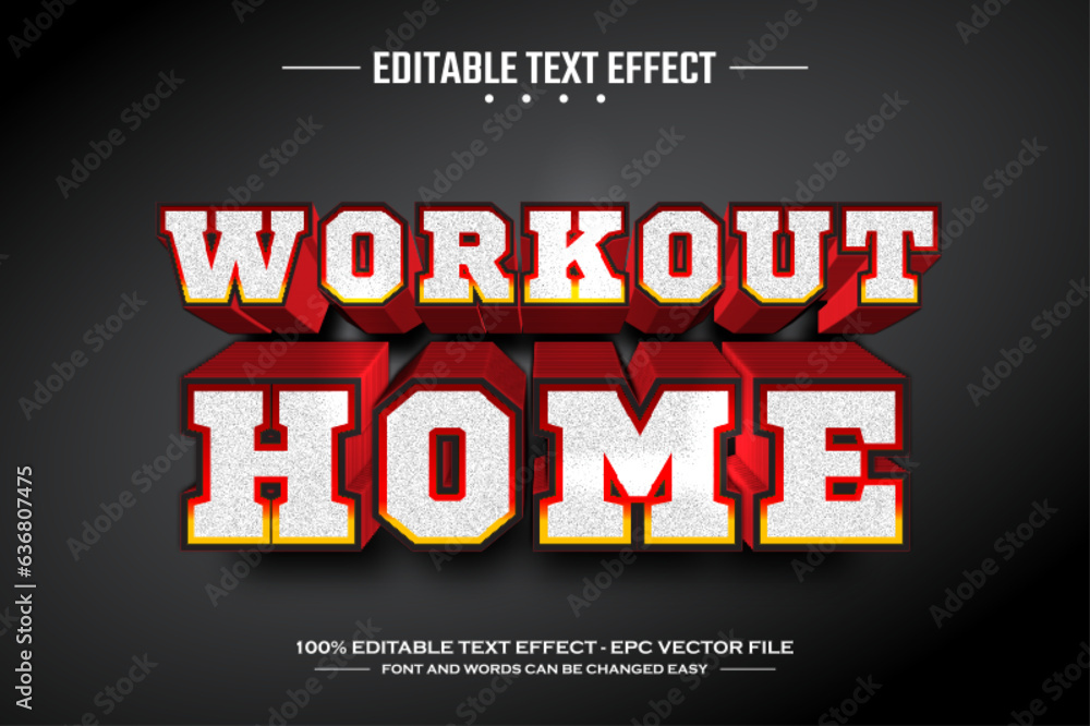 Workout home 3D editable text effect template