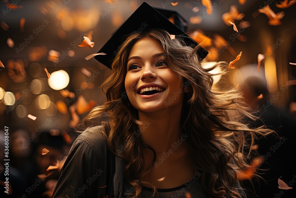 Hats take flight as graduates revel in the joy of their accomplishment, their enthusiasm and camaraderie illuminated by the celebratory atmosphere Hats take flight as graduates revel in the joy of their accomplishment, their enthusiasm and camaraderie illuminated by the celebratory atmosphere