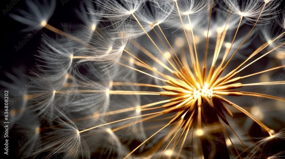 Obraz premium Photo of a vibrant dandelion up close against a dark backdrop