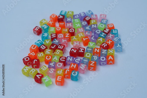 beautiful colorful English alphabet beads