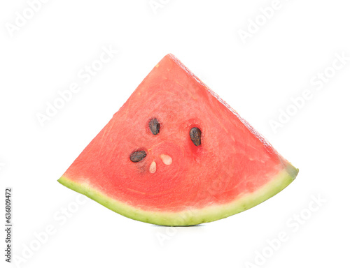 Piece of ripe fresh watermelon on white background