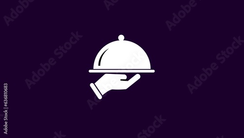 Hand of waiter with tray and cloche icon animation background. k1_571 photo