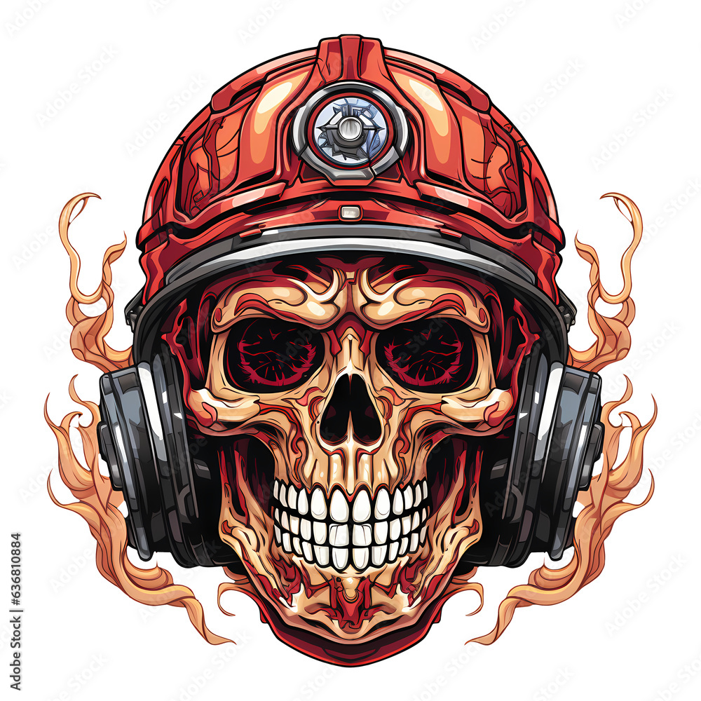 Firefighter Skull Clipart Illustration