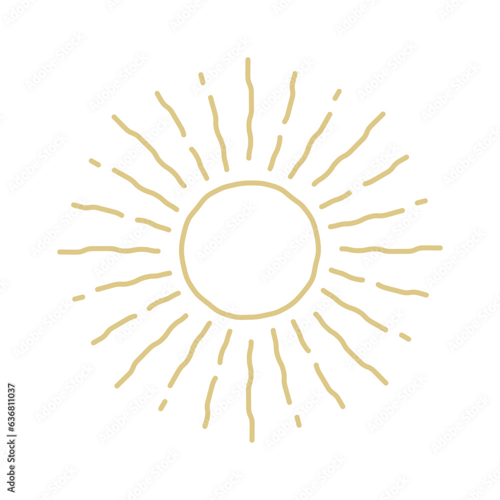Sun Line Art Logo, Boho Sunrise Logo