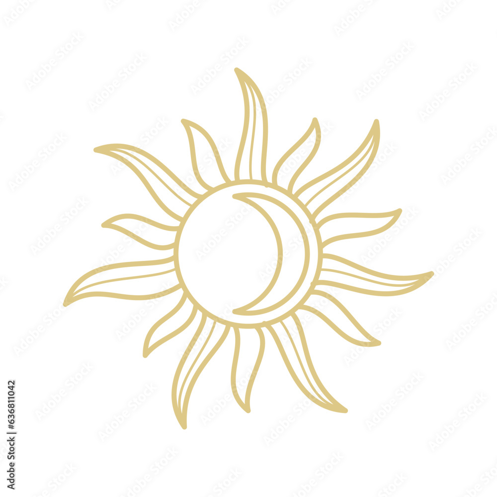 Sun Line Art Logo, Boho Sunrise Logo Sun Line Art Logo, Boho Sunrise Logo