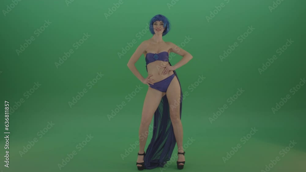 Girl with blue hair go go dancing on green screen Girl with blue hair go go dancing on green screen