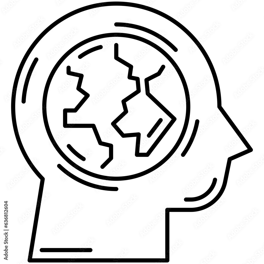 Earth Mind Outline Icon Earth Mind Outline Icon