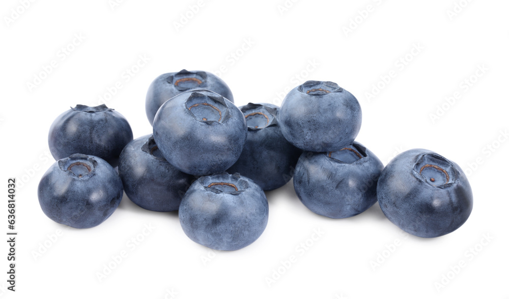Many fresh ripe blueberries isolated on white Many fresh ripe blueberries isolated on white