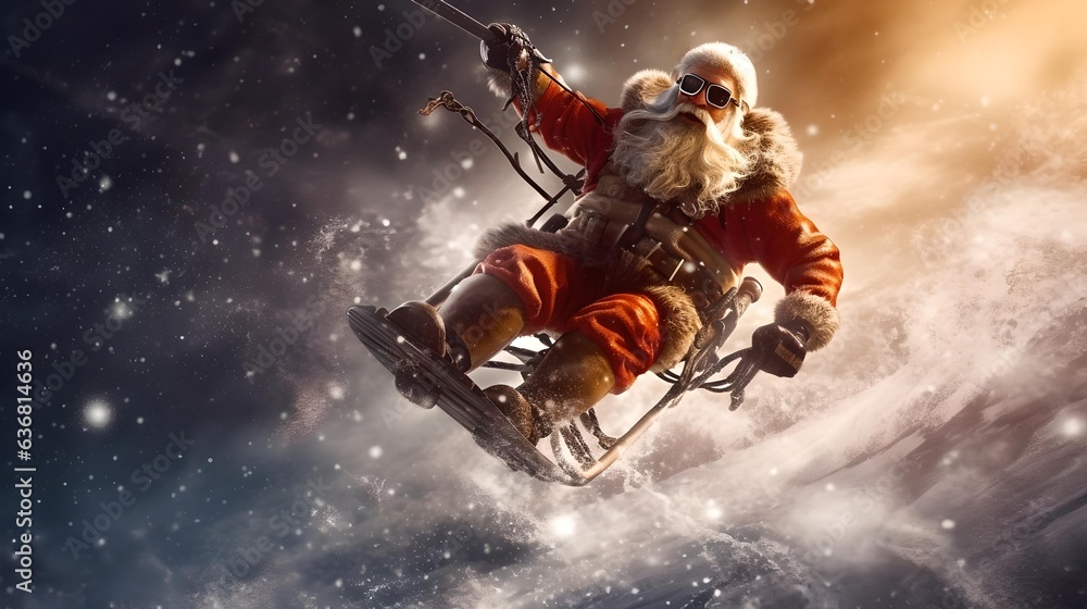Santa on a hoverboard-sleigh Santa on a hoverboard-sleigh