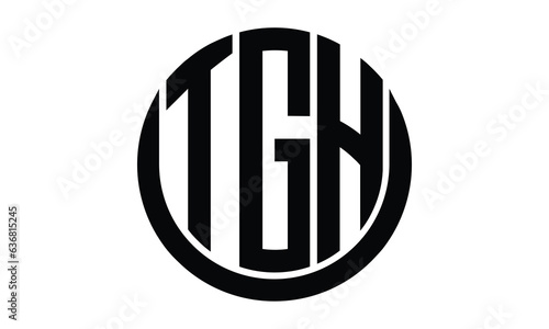 TGH shield in circle logo design vector template. lettermrk, wordmark, monogram symbol on white background.