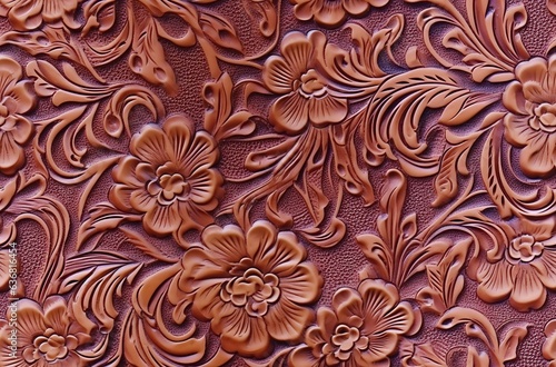 Leather Embossed Floral Seamless Pattern. Created With Generative AI Technology