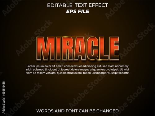 miracle text effect ,strong 3d blue typeface font effect, modern, vector template