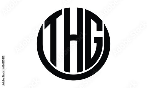 THG shield in circle logo design vector template. lettermrk, wordmark, monogram symbol on white background. photo