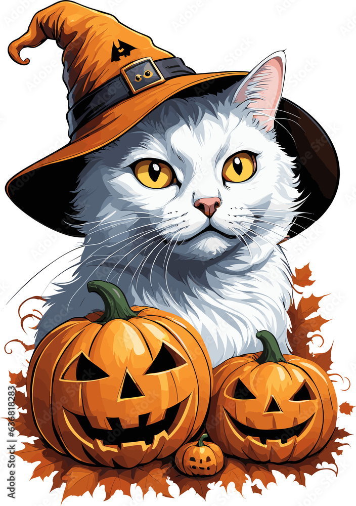 Anthropomorphic Black Cat in Pumpkin Costume Anthropomorphic Black Cat in Pumpkin Costume