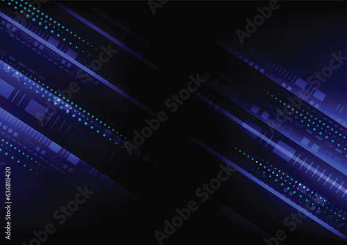 Digital technology banner blue  background concept, cyber technology light effect, abstract tech, innovation future data, internet network, lines dots connection, illustration vector