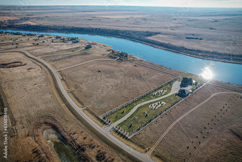 Aerial of the Prominence Pointe subdivision North of Saskatoon