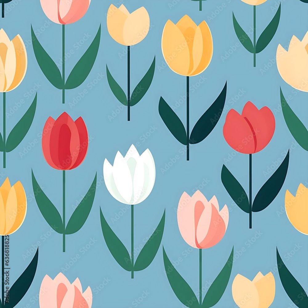 seamless pattern with tulip flowers