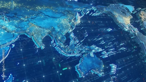 Global earth map animation digital world 