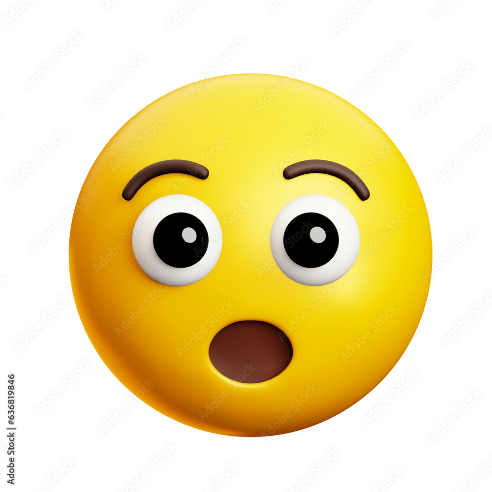 Fototapeta premium Amazed, suprised emoji, 3d style emoticon