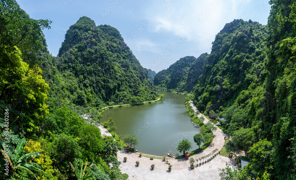 views of dong am tien pond in ninh bin, vietnam