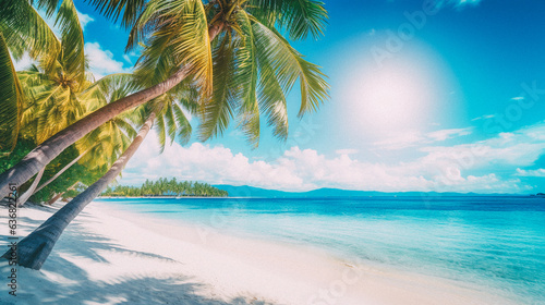 Tropical beach and palm trees  The Maldives  Indian Ocean